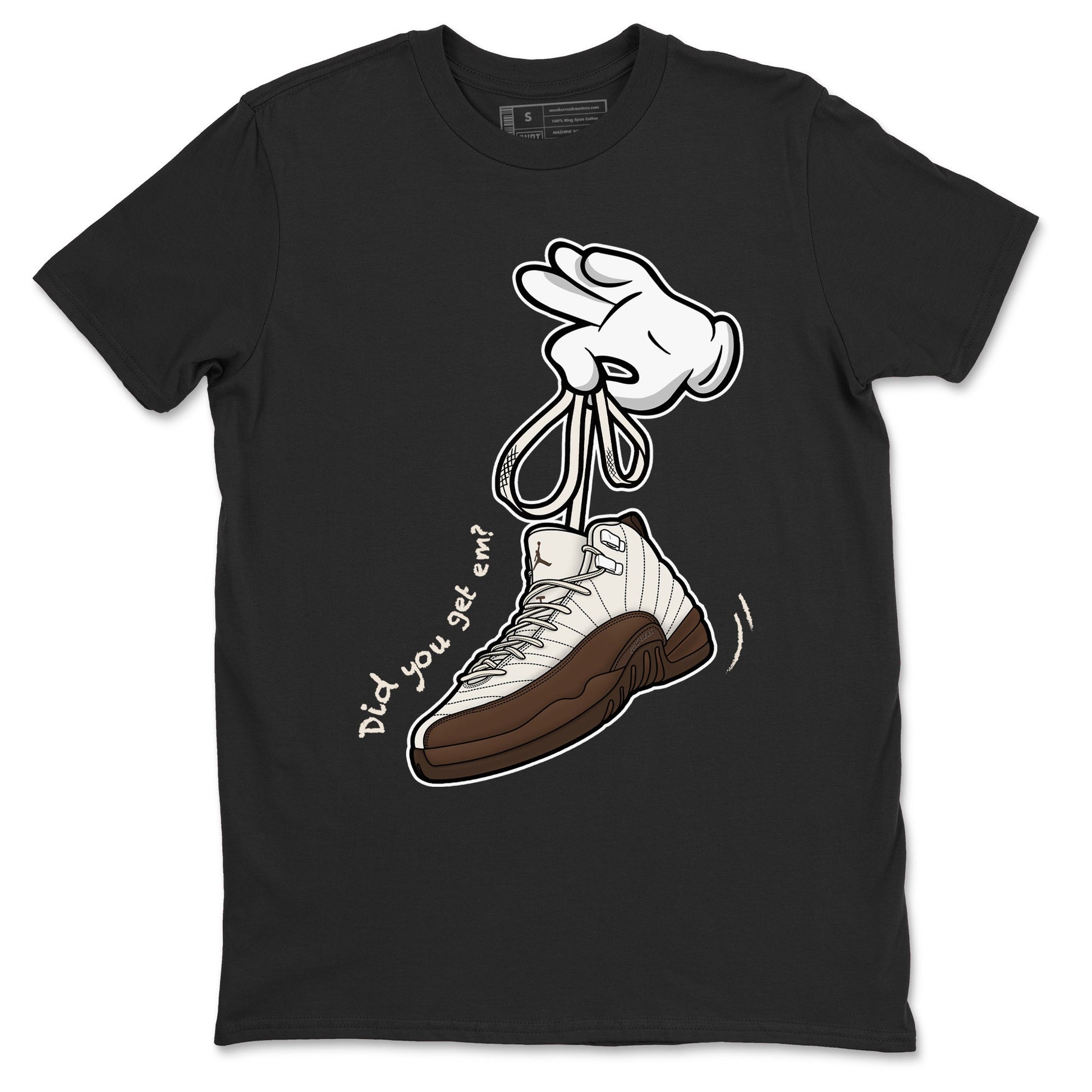 AJ12 Baroque Brown shirts to match jordans Cartoon Hands best t shirts to wear with jordans SoleFly x Jordan 12 Baroque Brown match shoes to clothes SNRT Sneaker Tees unisex cotton Black 2 shirts