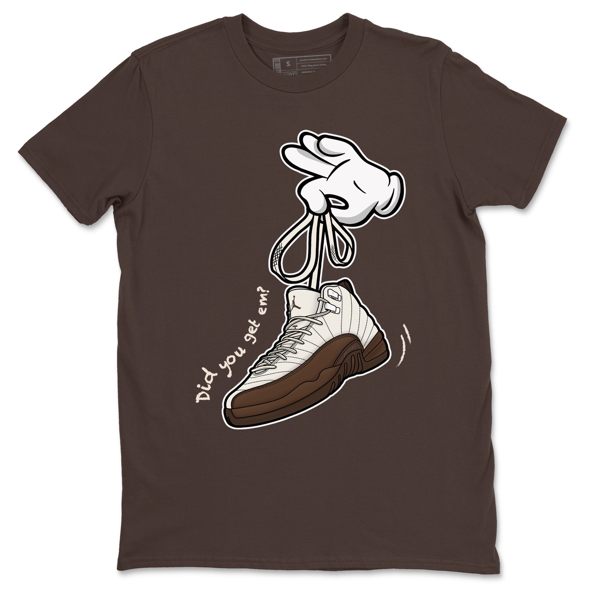 AJ12 Baroque Brown shirts to match jordans Cartoon Hands best t shirts to wear with jordans SoleFly x Jordan 12 Baroque Brown match shoes to clothes SNRT Sneaker Tees unisex cotton Dark Chocolate 2 shirts