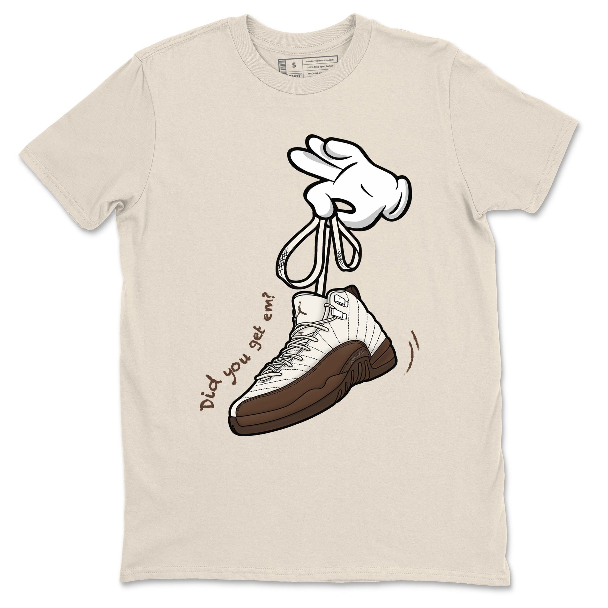 AJ12 Baroque Brown shirts to match jordans Cartoon Hands best t shirts to wear with jordans SoleFly x Jordan 12 Baroque Brown match shoes to clothes SNRT Sneaker Tees unisex cotton Natural 2 shirts