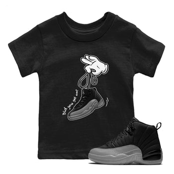 12 Black Wolf Grey Shirts To Match Jordans Cartoon Hands Sneaker Shirts Air Jordan 12 Retro Black Wolf Grey SNRT Sneaker Release Tees Baby Youth Toddler Black 1 crew neck shirts