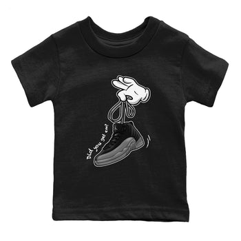 12 Black Wolf Grey Shirts To Match Jordans Cartoon Hands Sneaker Shirts Air Jordan 12 Retro Black Wolf Grey SNRT Sneaker Release Tees Baby Youth Toddler Black 2 crew neck shirts