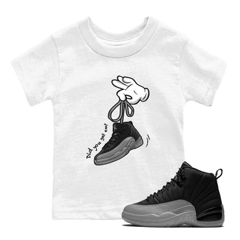 12 Black Wolf Grey Shirts To Match Jordans Cartoon Hands Sneaker Shirts Air Jordan 12 Retro Black Wolf Grey SNRT Sneaker Release Tees Baby Youth Toddler White 1 crew neck shirts