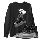 12 Black Wolf Grey Shirts To Match Jordans Cartoon Hands Sneaker Shirts Air Jordan 12 Retro Black Wolf Grey SNRT Sneaker Release Tees Unisex Cotton Crew Neck Black 1 crew neck shirts