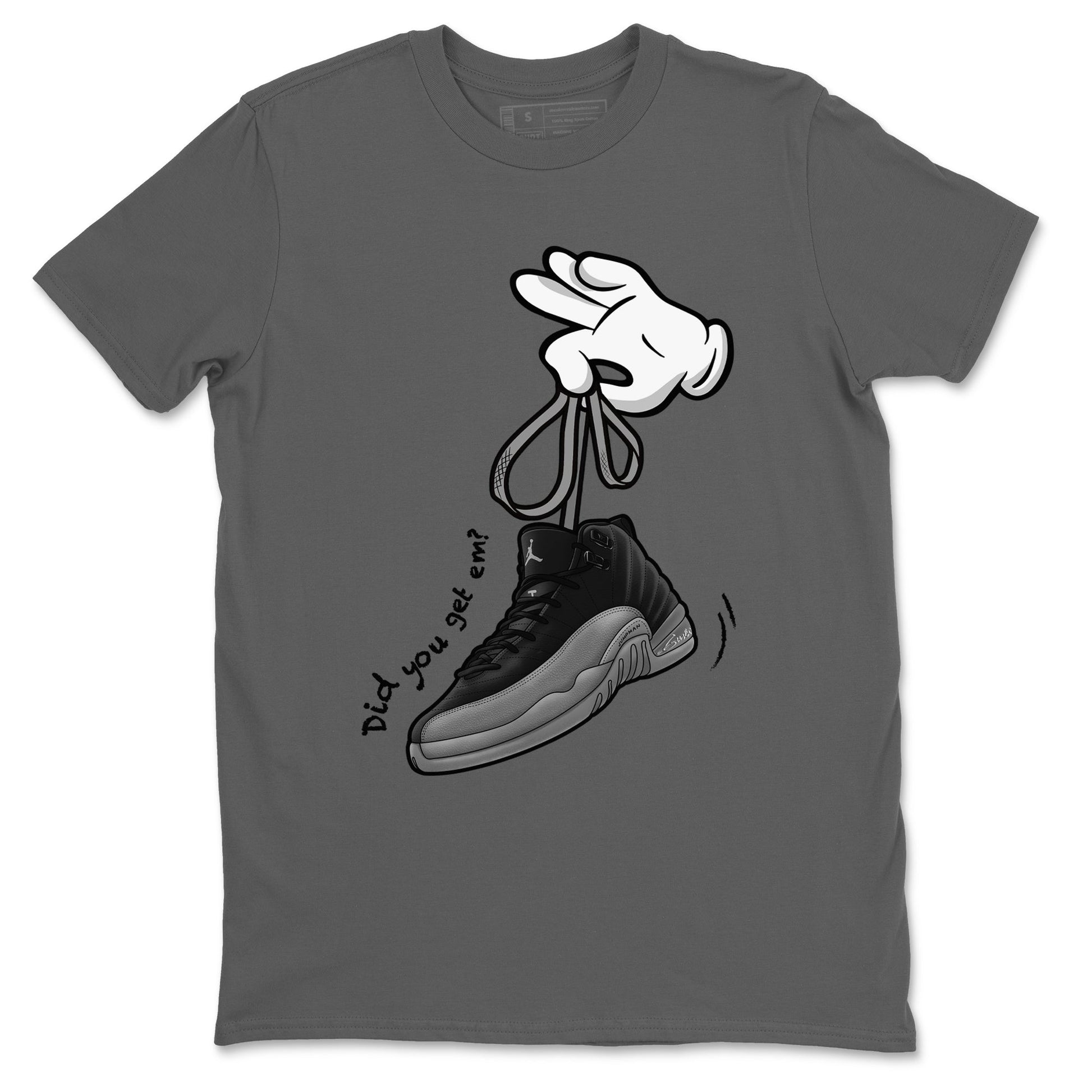 12 Black Wolf Grey Shirts To Match Jordans Cartoon Hands Sneaker Shirts Air Jordan 12 Retro Black Wolf Grey SNRT Sneaker Release Tees Unisex Cotton Crew Neck Cool Grey 2 crew neck shirts