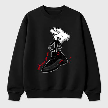 Cartoon Hands Graphic T-Shirt sneaker match tee designed for the Air Jordan 12 Retro Bloodline, featuring coordinated color options for a perfect streetwear match. Black 2 shirt.