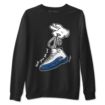 Cartoon Hands sneaker match t-shirt styled to complete your fit with the Air Jordan 12 French Blue sneakers, shown in Black 2.