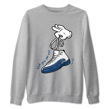 Cartoon Hands sneaker match t-shirt styled to complete your fit with the Air Jordan 12 French Blue sneakers, shown in Heather Grey 2.
