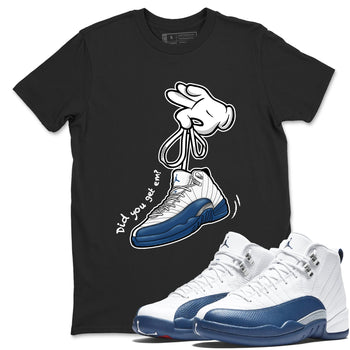 Cartoon Hands sneaker match t-shirt styled to complete your fit with the Air Jordan 12 French Blue sneakers, shown in Black 1.