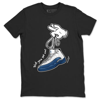 Cartoon Hands sneaker match t-shirt styled to complete your fit with the Air Jordan 12 French Blue sneakers, shown in Black 2.