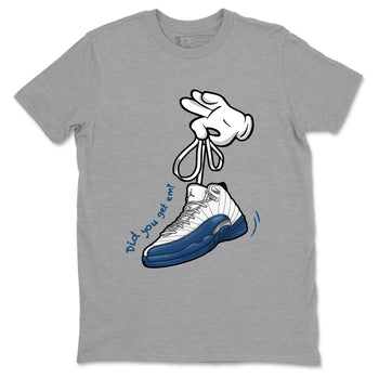Cartoon Hands sneaker match t-shirt styled to complete your fit with the Air Jordan 12 French Blue sneakers, shown in Heather Grey 2.