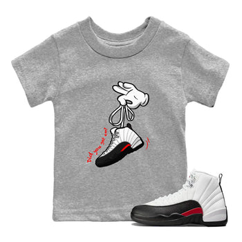 Air Jordan 12 Retro Taxi Flip shirts to match jordans Cartoon Hands sneaker match tees 12s Red Taxi SNRT sneaker release tees baby toddler Heather Grey 1 cotton Shirt