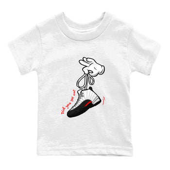 Air Jordan 12 Retro Taxi Flip shirts to match jordans Cartoon Hands sneaker match tees 12s Red Taxi SNRT sneaker release tees baby toddler White 2 cotton Shirt