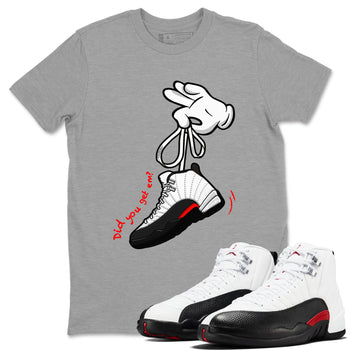 Air Jordan 12 Retro Taxi Flip shirts to match jordans Cartoon Hands sneaker match tees 12s Red Taxi SNRT sneaker release Tees unisex cotton Heather Grey 1 crew neck shirt