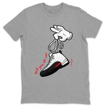 Air Jordan 12 Retro Taxi Flip shirts to match jordans Cartoon Hands sneaker match tees 12s Red Taxi SNRT sneaker release Tees unisex cotton Heather Grey 2 crew neck shirt