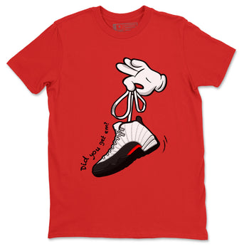 Air Jordan 12 Retro Taxi Flip shirts to match jordans Cartoon Hands sneaker match tees 12s Red Taxi SNRT sneaker release Tees unisex cotton Red 2 crew neck shirt