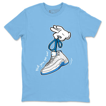 Cartoon Hands sneaker match t-shirt styled to complete your fit with the Air Jordan 12 White and University Blue sneakers, shown in Carolina Blue 2.