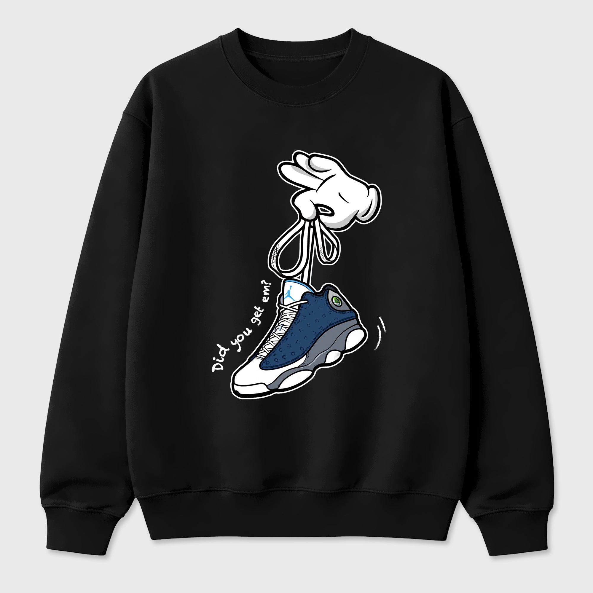 Cartoon Hands Graphic T-Shirt featuring original streetwear artwork designed to match the Air Jordan 13 Flint. Black 2 Graphic Tee.