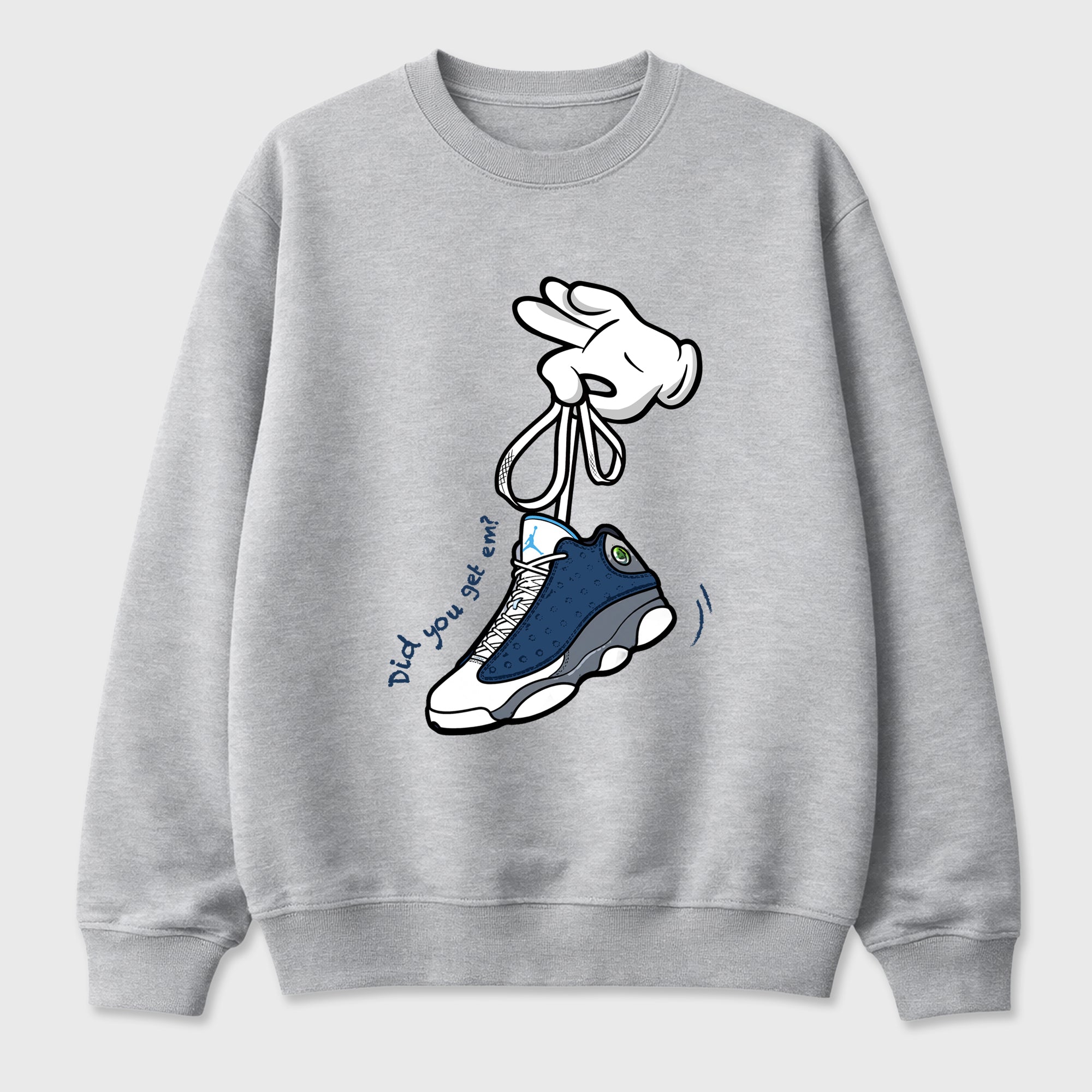 Cartoon Hands Graphic T-Shirt featuring original streetwear artwork designed to match the Air Jordan 13 Flint. Heather Grey 2 Graphic Tee.