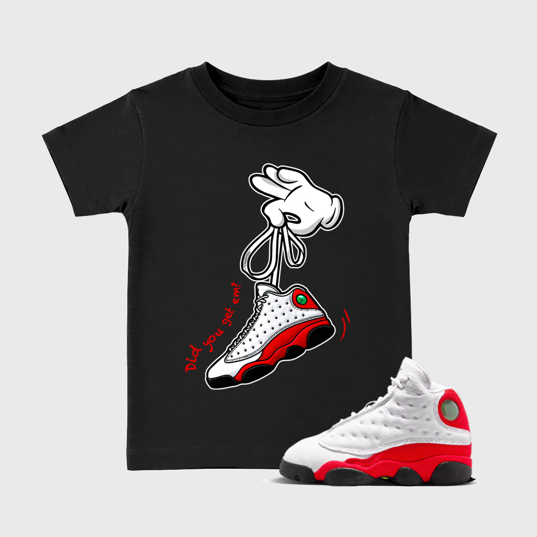 Cartoon Hands SNRT Sneaker Tees Kids - Air Jordan 13 University Red - SNRT Sneaker T-shirts