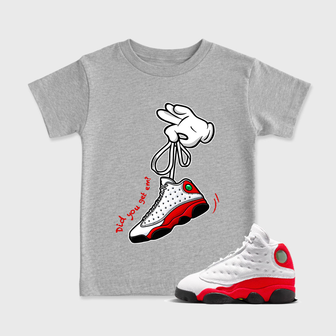 Cartoon Hands SNRT Sneaker Tees Kids - Air Jordan 13 University Red - SNRT Sneaker T-shirts