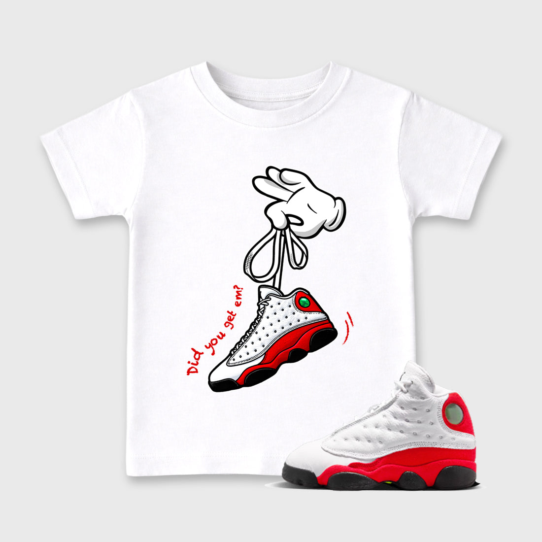 Cartoon Hands SNRT Sneaker Tees Kids - Air Jordan 13 University Red - SNRT Sneaker T-shirts