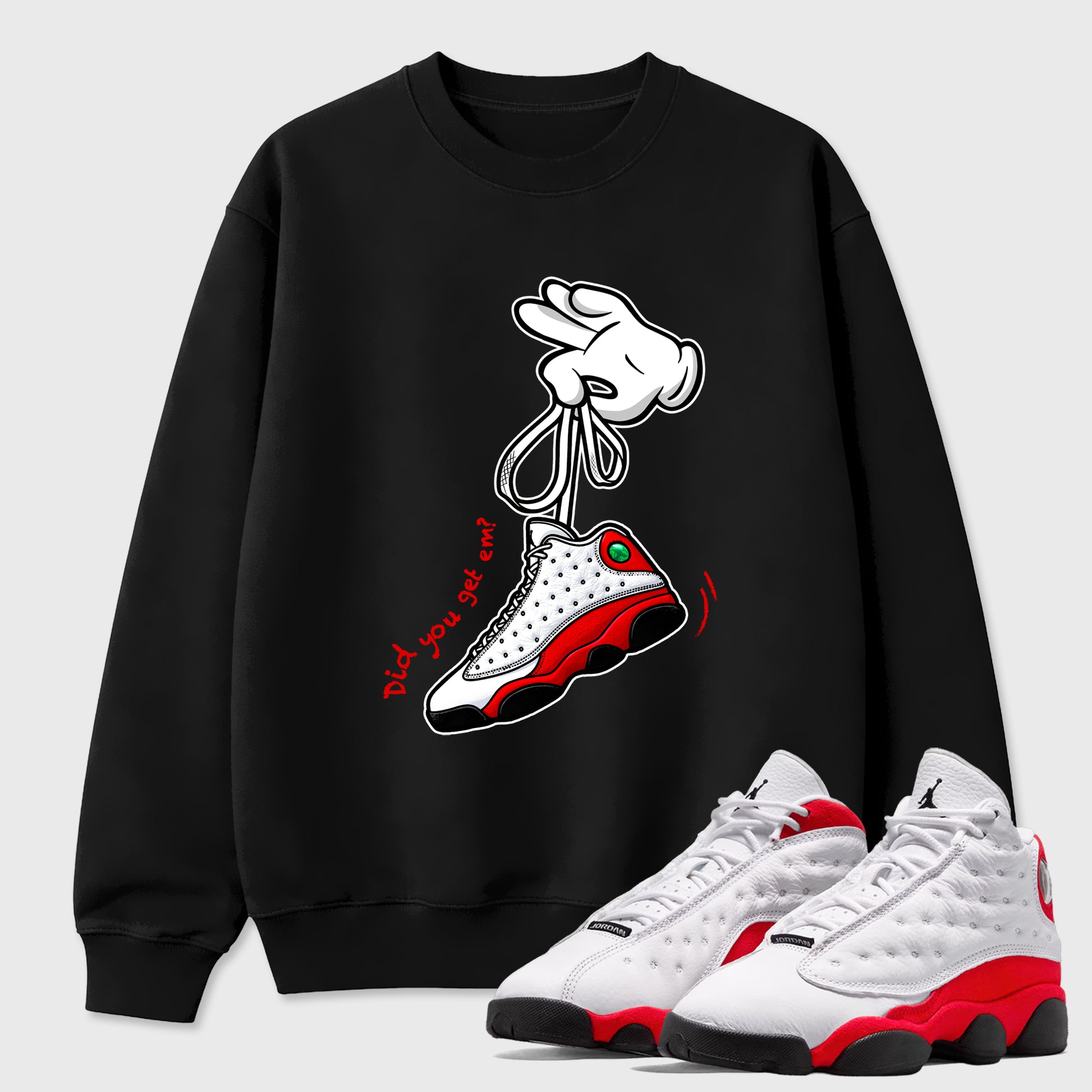 Cartoon Hands SNRT Sneaker Tees - Air Jordan 13 University Red - SNRT Sneaker T-shirts