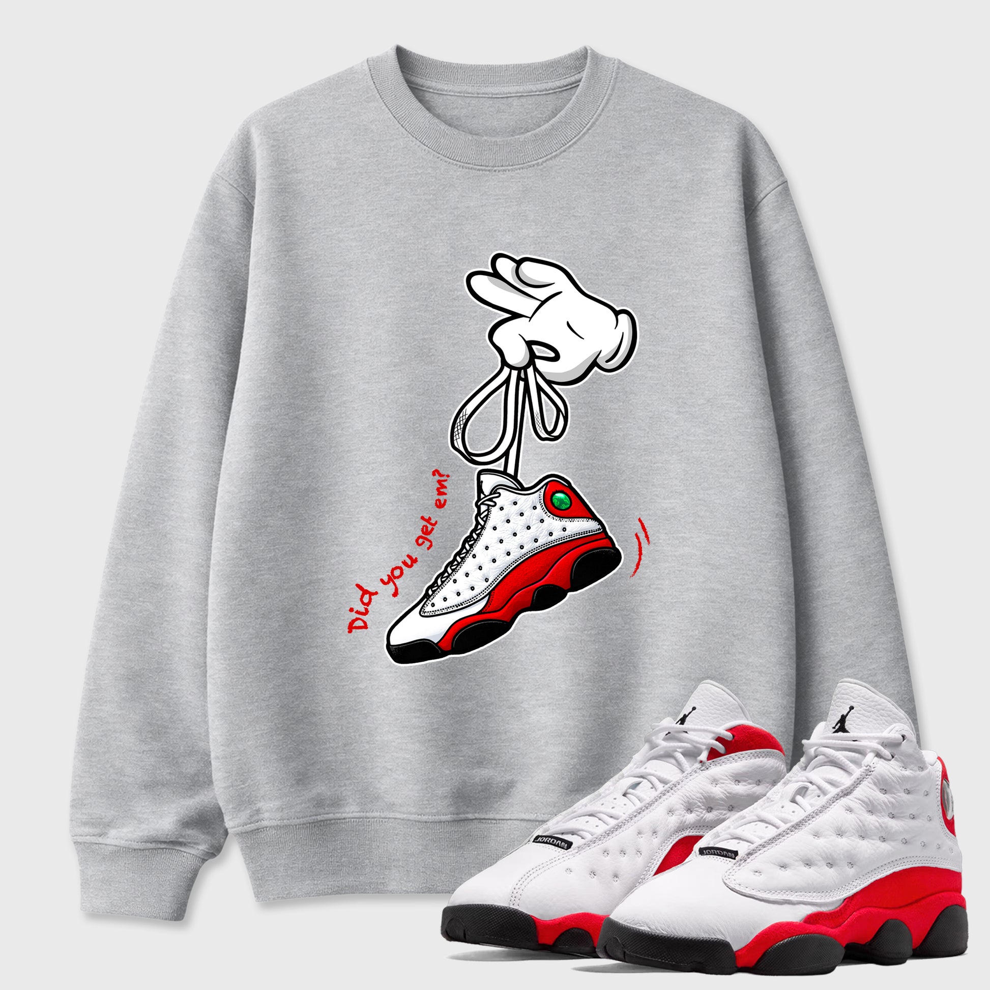 Cartoon Hands SNRT Sneaker Tees - Air Jordan 13 University Red - SNRT Sneaker T-shirts