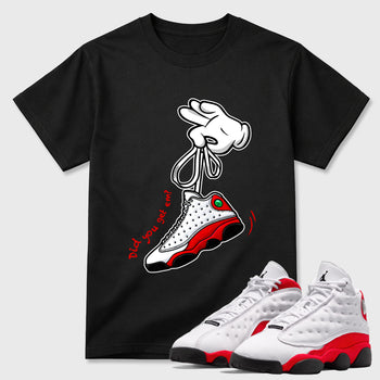 Cartoon Hands SNRT Sneaker Tees - Air Jordan 13 University Red - SNRT Sneaker T-shirts