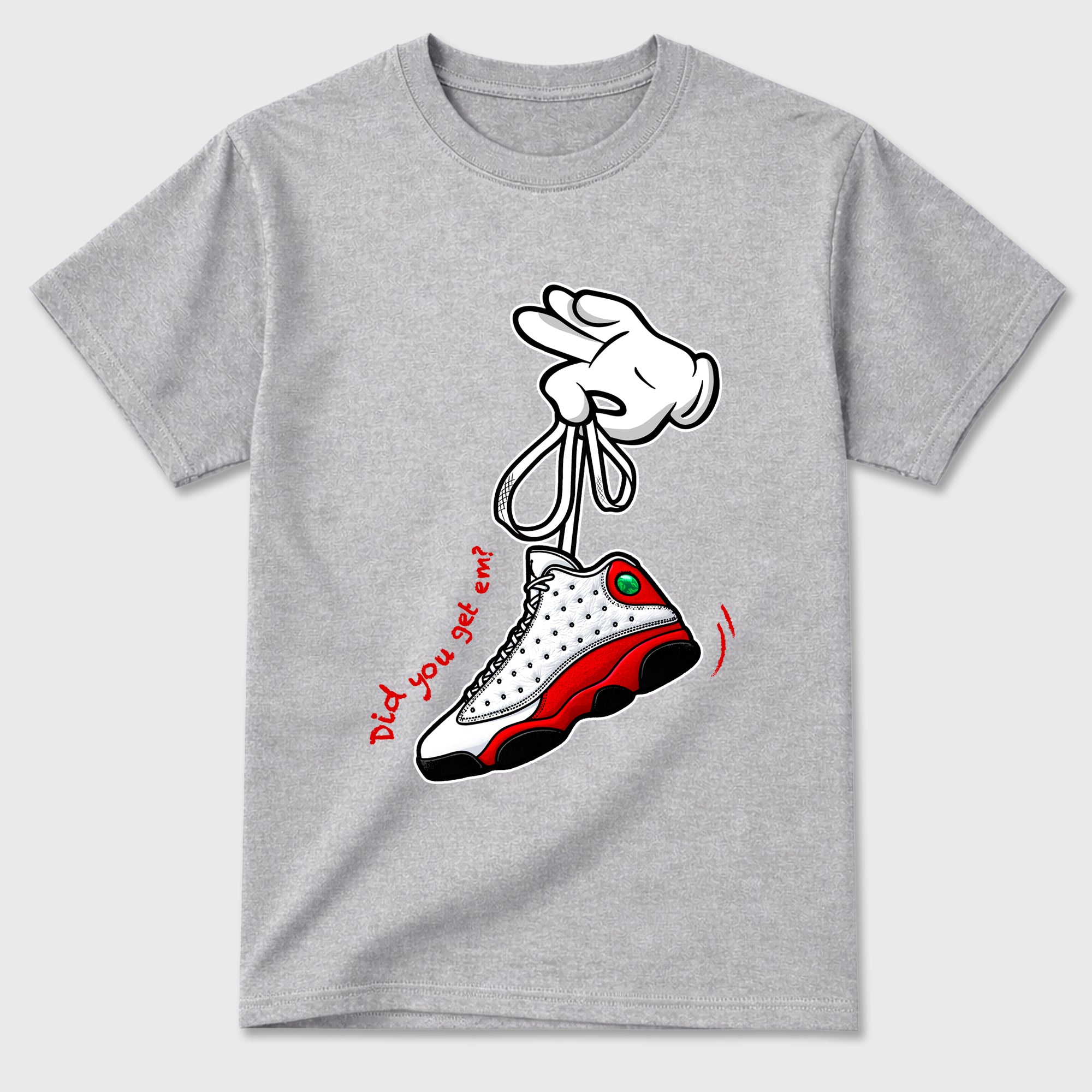 Best Sneakerfit for Sneakerheads Graphic Tees To Match Air Jordan 13 University Red Sneakers – Cartoon Hands Tee Heather Grey 2