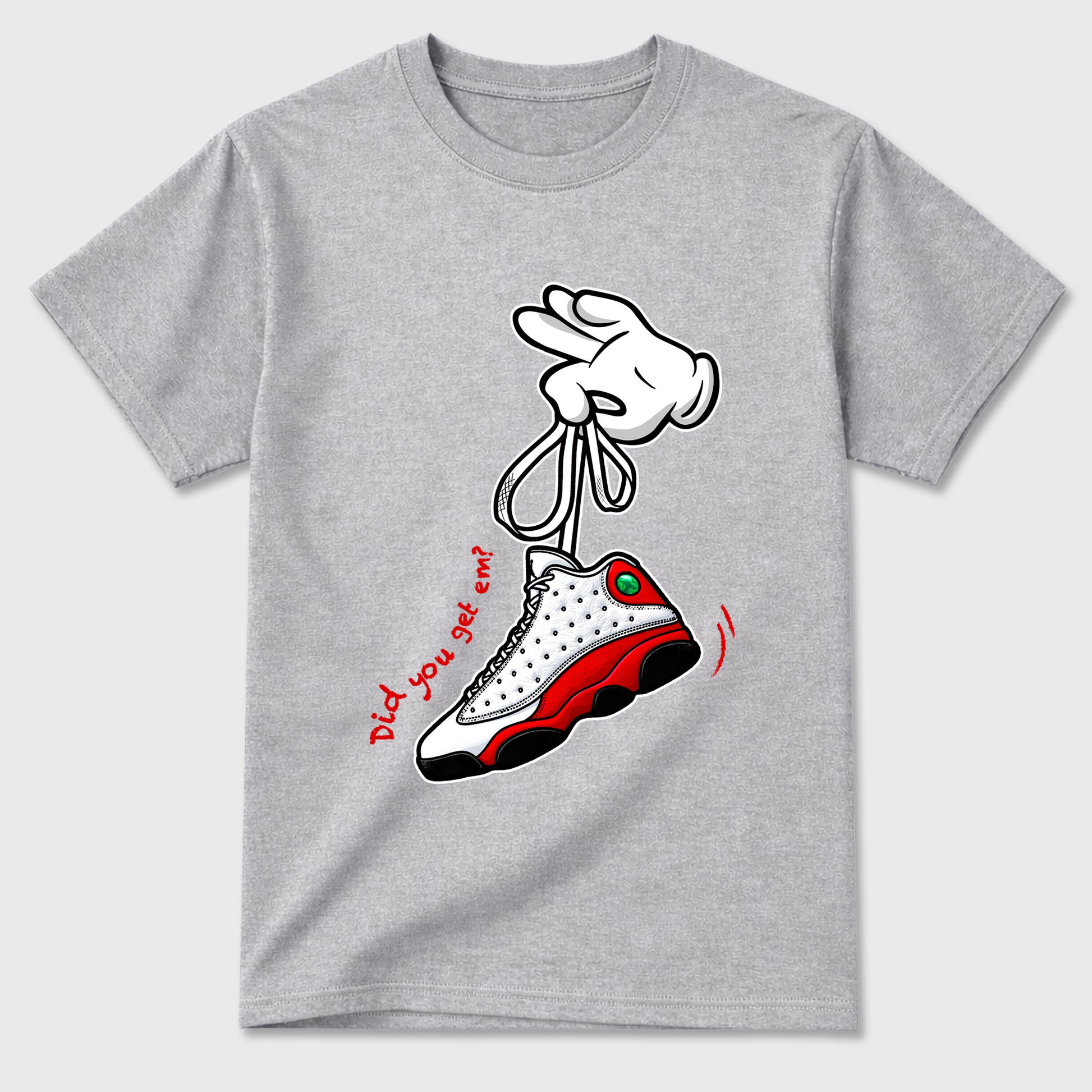 Best Sneakerfit for Sneakerheads Graphic Tees To Match Air Jordan 13 University Red Sneakers – Cartoon Hands Tee Heather Grey 2