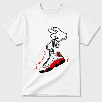 Best Sneakerfit for Sneakerheads Graphic Tees To Match Air Jordan 13 University Red Sneakers – Cartoon Hands Tee White 2