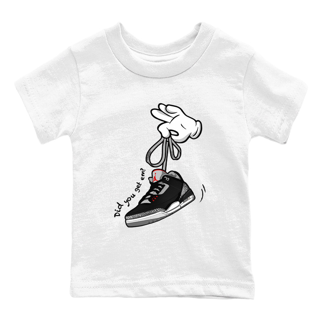 3s Black Cement shirts to match jordans Cartoon Hands sneaker match tees Air Jordan 3 Retro OG Black Cement match shoes to clothes SNRT Sneaker Tees Youth Baby White 2 tee