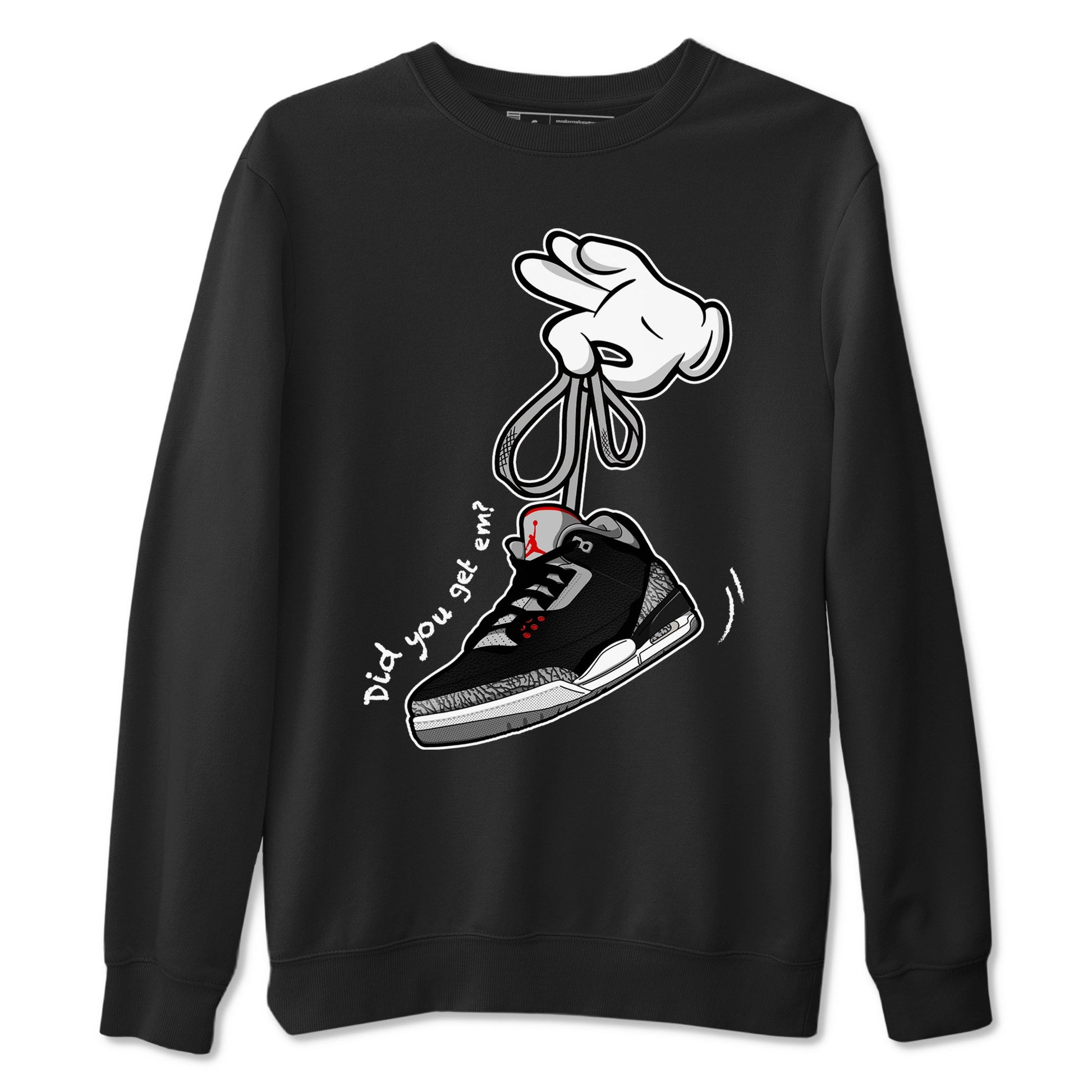 3s Black Cement shirts to match jordans Cartoon Hands sneaker match tees Air Jordan 3 Retro OG Black Cement match shoes to clothes SNRT Sneaker Tees unisex cotton Black 2 shirts