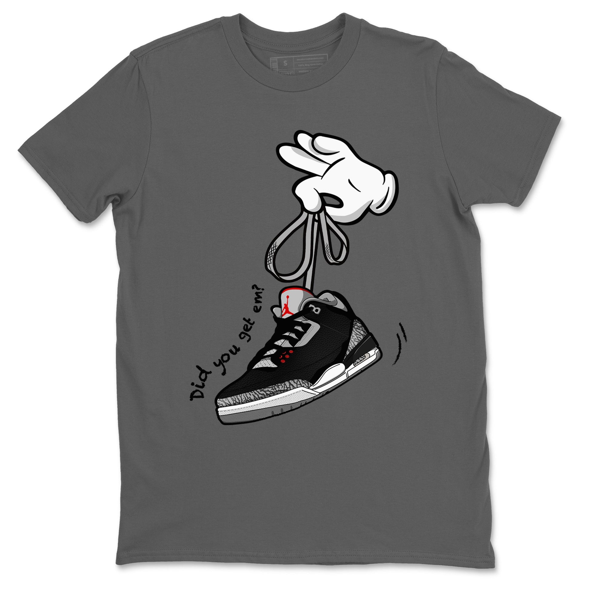 3s Black Cement shirts to match jordans Cartoon Hands sneaker match tees Air Jordan 3 Retro OG Black Cement match shoes to clothes SNRT Sneaker Tees unisex cotton Cool Grey 2 shirts