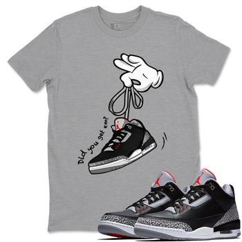 3s Black Cement shirts to match jordans Cartoon Hands sneaker match tees Air Jordan 3 Retro OG Black Cement match shoes to clothes SNRT Sneaker Tees unisex cotton Heather Grey 1 shirts