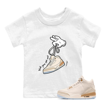 Best Christmas gifts for sneakerheads  – Sneaker Tees To Match Air Jordan 3 Champagne and Oysters Sneakers – Cartoon Hands Kids T-Shirt White 1