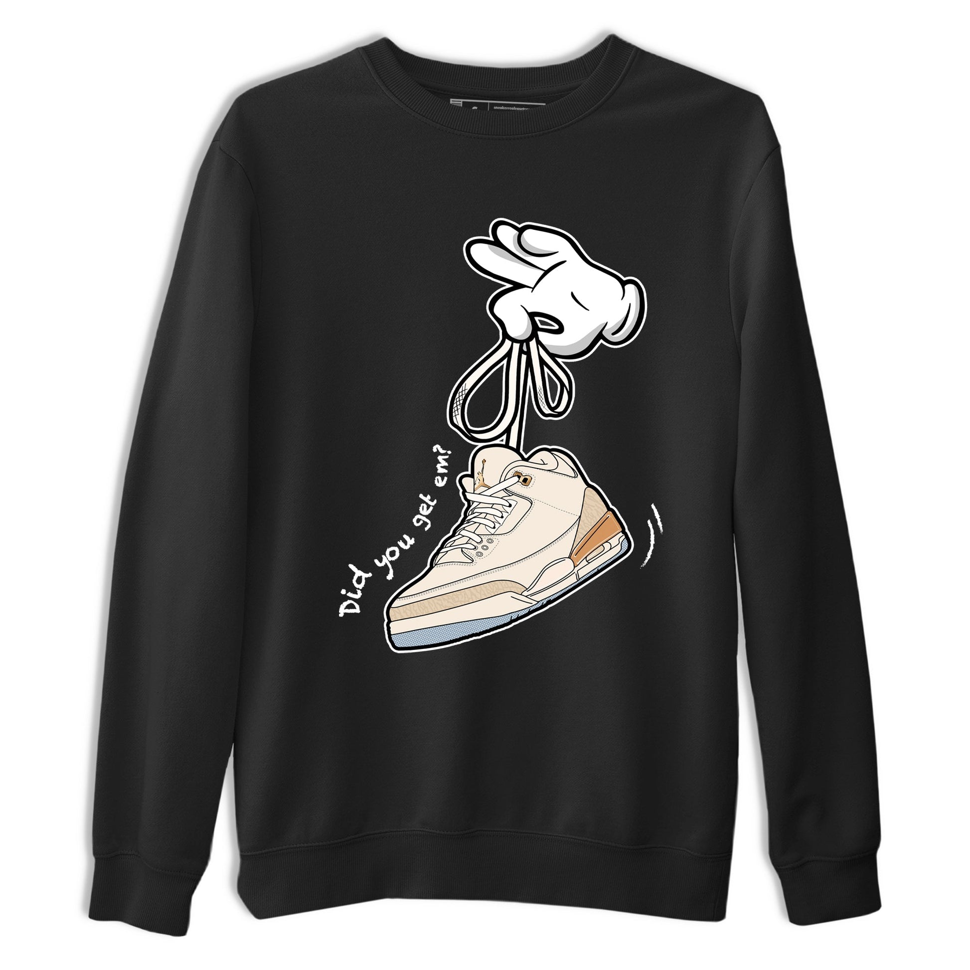 Best Christmas gifts for sneakerheads  – Sneaker Tees To Match Air Jordan 3 Champagne and Oysters Sneakers – Cartoon Hands Graphic Tee Black 2