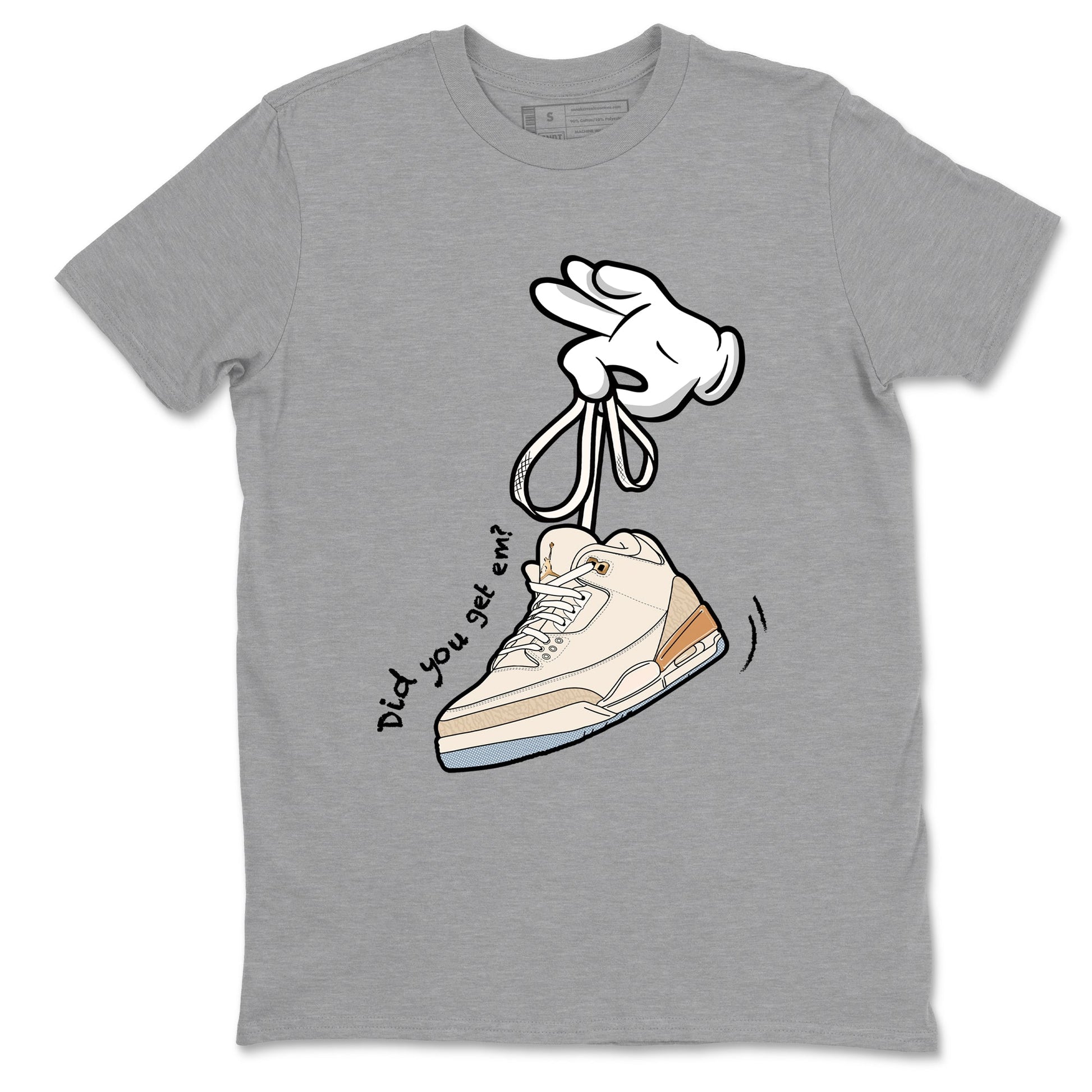 Best Christmas gifts for sneakerheads  – Sneaker Tees To Match Air Jordan 3 Champagne and Oysters Sneakers – Cartoon Hands Graphic Tee Heather Grey 2