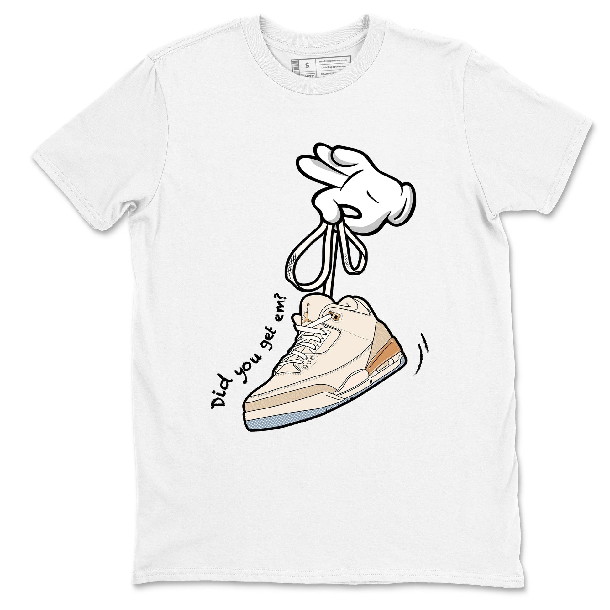 Best Christmas gifts for sneakerheads  – Sneaker Tees To Match Air Jordan 3 Champagne and Oysters Sneakers – Cartoon Hands Graphic Tee White 2