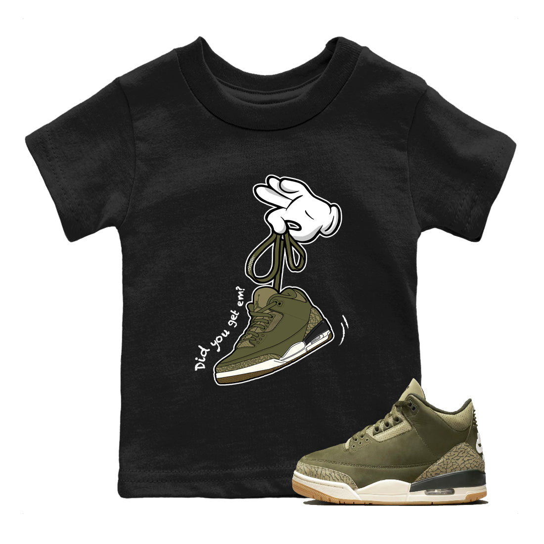 Sneaker Threads – Sneaker Threads To Match Air Jordan 3 Family Affair Shoes – Cartoon Hands Kids T-Shirt Black 1
