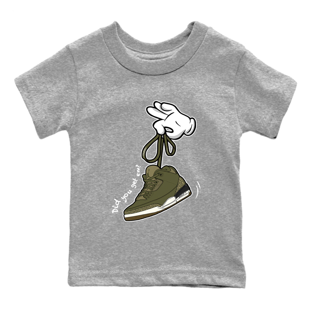 Sneaker Threads – Sneaker Threads To Match Air Jordan 3 Family Affair Shoes – Cartoon Hands Kids T-Shirt Heather Grey 2