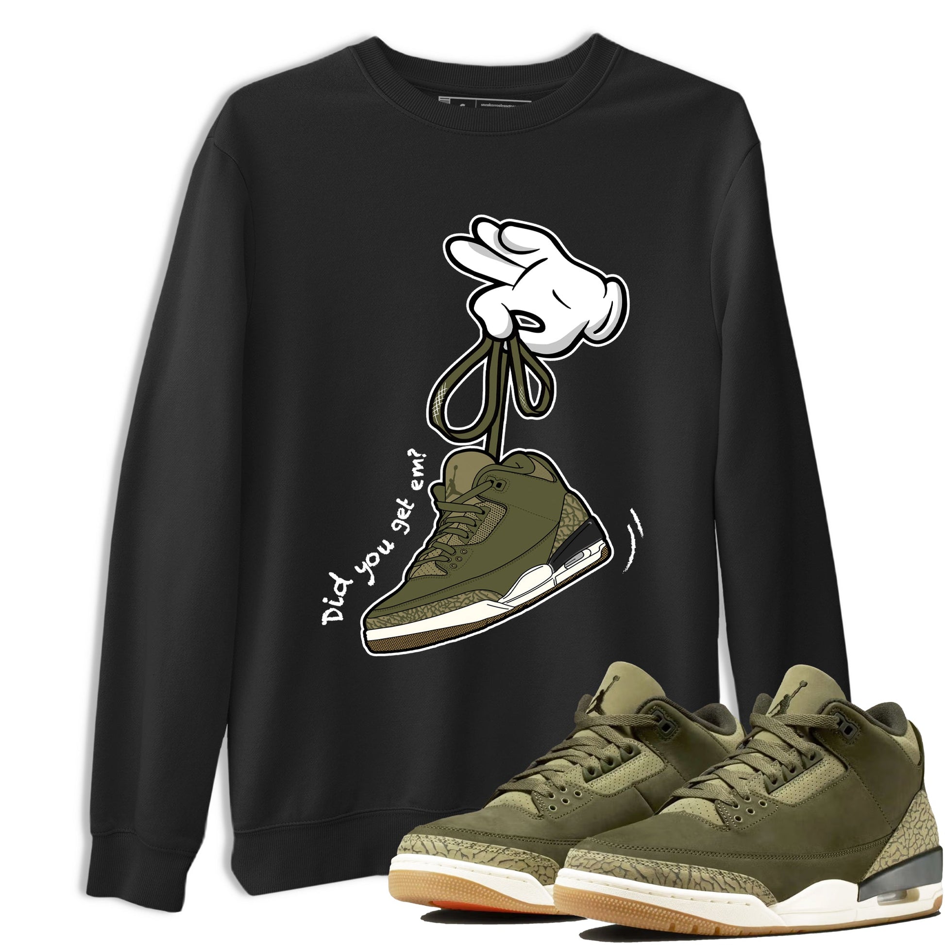 Sneaker Threads – Sneaker Threads To Match Air Jordan 3 Family Affair Shoes – Cartoon Hands Tee Black 1