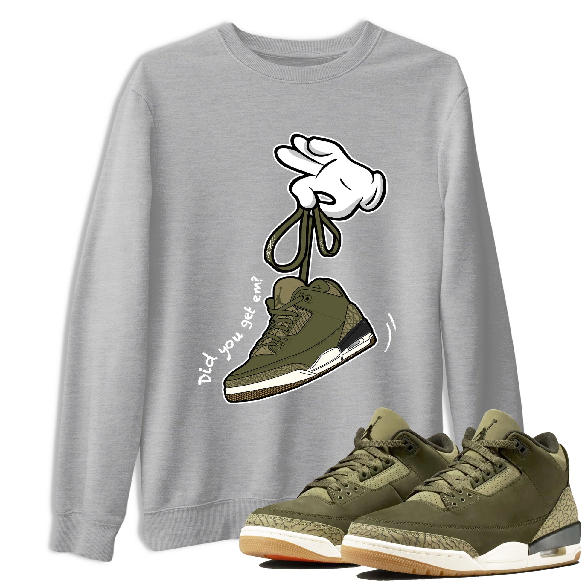 Sneaker Threads – Sneaker Threads To Match Air Jordan 3 Family Affair Shoes – Cartoon Hands Tee Heather Grey 1