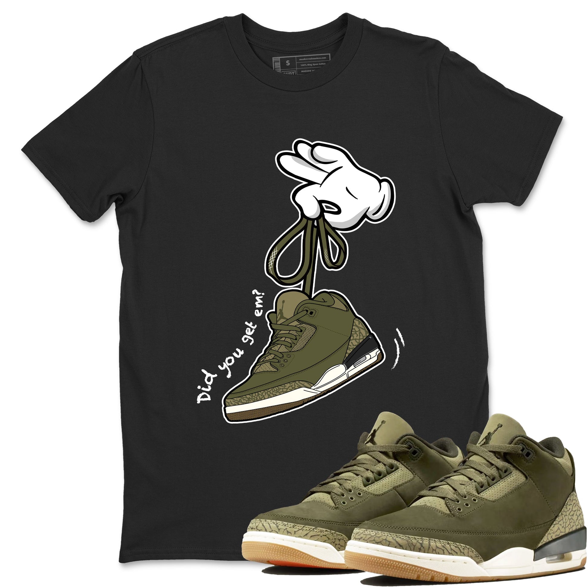 Sneaker Threads – Sneaker Threads To Match Air Jordan 3 Family Affair Shoes – Cartoon Hands Tee Black 1