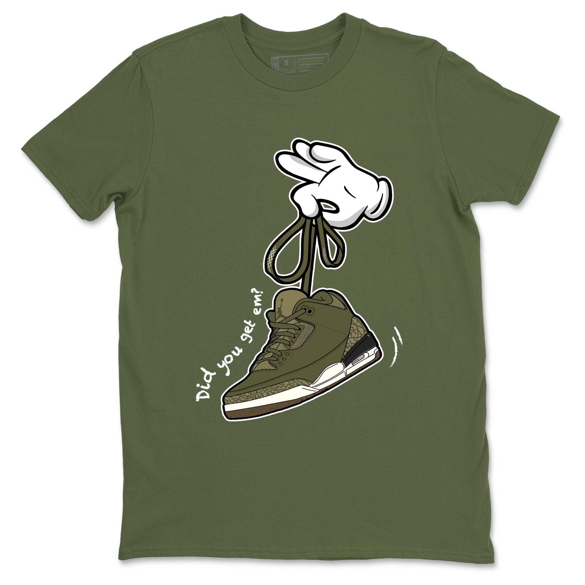 Sneaker Threads – Sneaker Threads To Match Air Jordan 3 Family Affair Shoes – Cartoon Hands Tee Military Green 2
