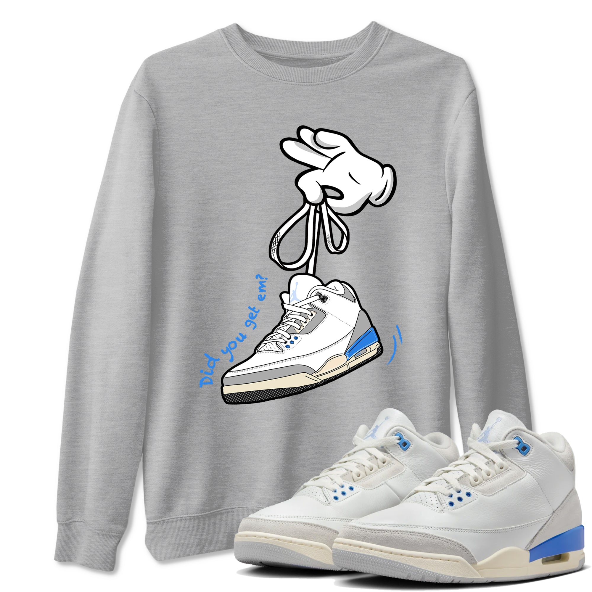 Air Jordan 3 Lucky Shorts shirts to match jordans Cartoon Hands sneaker match tees Air Jordan 3 Retro Lucky Shorts match shoes to clothes SNRT Sneaker Tees unisex cotton Heather Grey 1 shirts