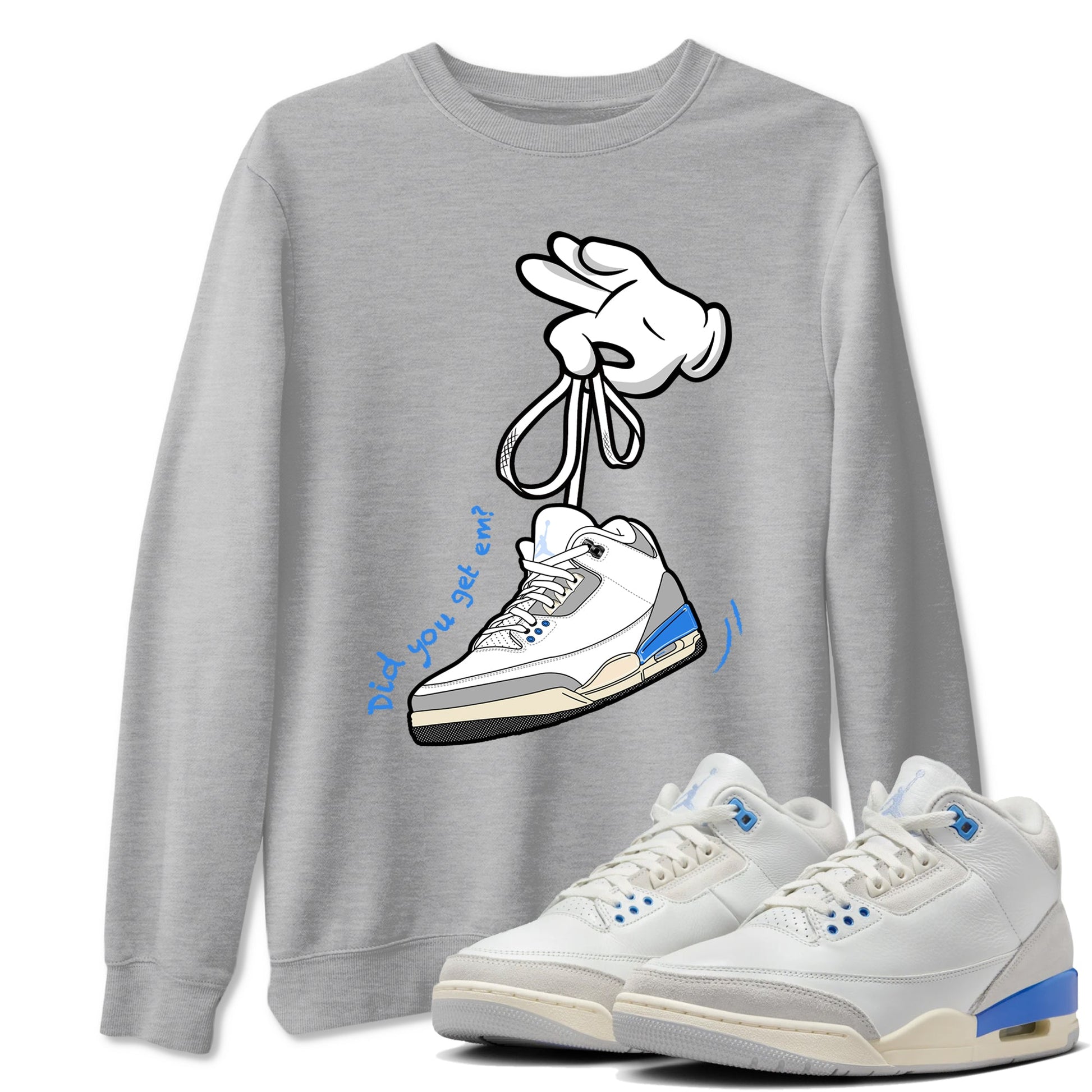 Air Jordan 3 Lucky Shorts shirts to match jordans Cartoon Hands sneaker match tees Air Jordan 3 Retro Lucky Shorts match shoes to clothes SNRT Sneaker Tees unisex cotton Heather Grey 1 shirts