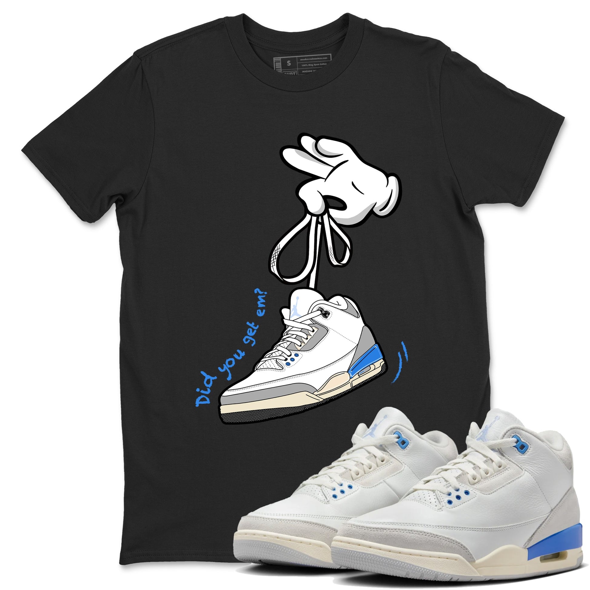 Air Jordan 3 Lucky Shorts shirts to match jordans Cartoon Hands sneaker match tees Air Jordan 3 Retro Lucky Shorts match shoes to clothes SNRT Sneaker Tees unisex cotton Black 1 shirts