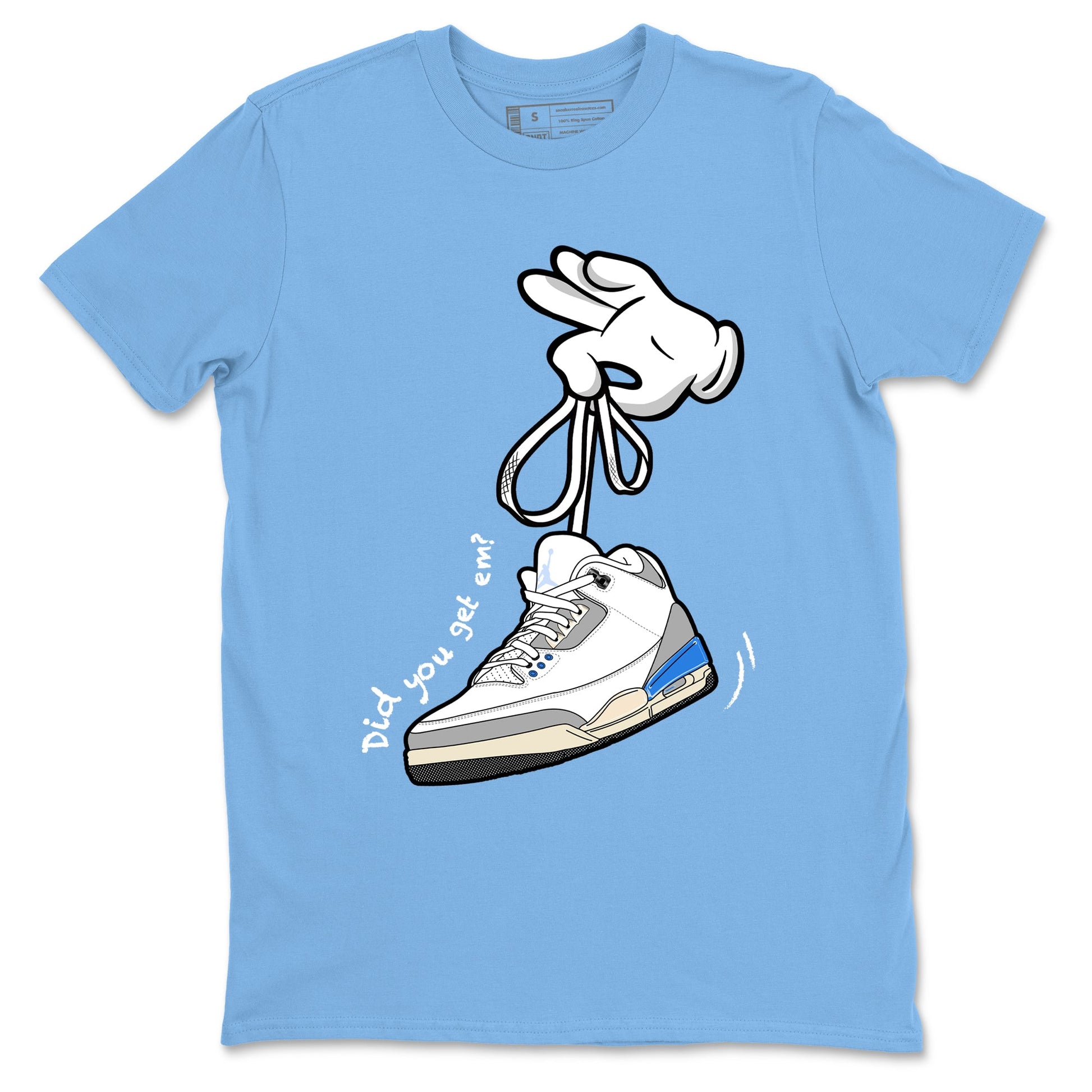 Air Jordan 3 Lucky Shorts shirts to match jordans Cartoon Hands sneaker match tees Air Jordan 3 Retro Lucky Shorts match shoes to clothes SNRT Sneaker Tees unisex cotton Carolina Blue 2 shirts