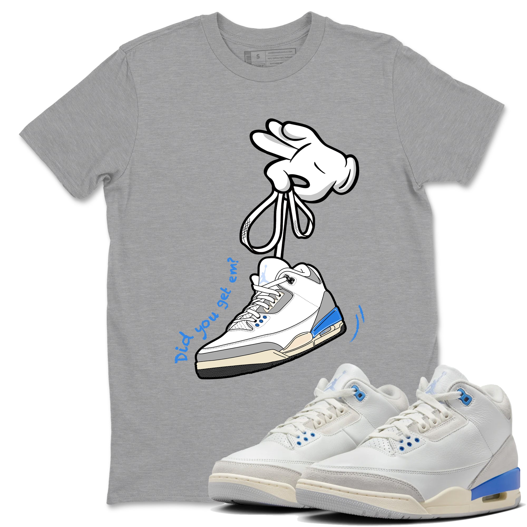 Air Jordan 3 Lucky Shorts shirts to match jordans Cartoon Hands sneaker match tees Air Jordan 3 Retro Lucky Shorts match shoes to clothes SNRT Sneaker Tees unisex cotton Heather Grey 1 shirts
